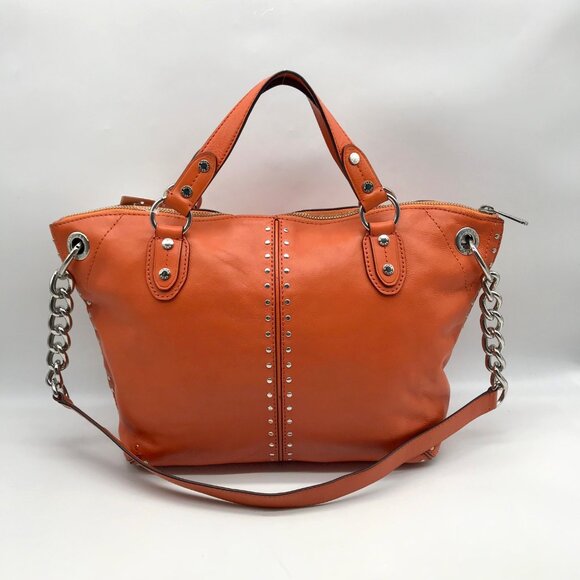 Michael Kors Tangerine Leather Astor Chain Convertible Satchel Bag - Picture 2 of 11